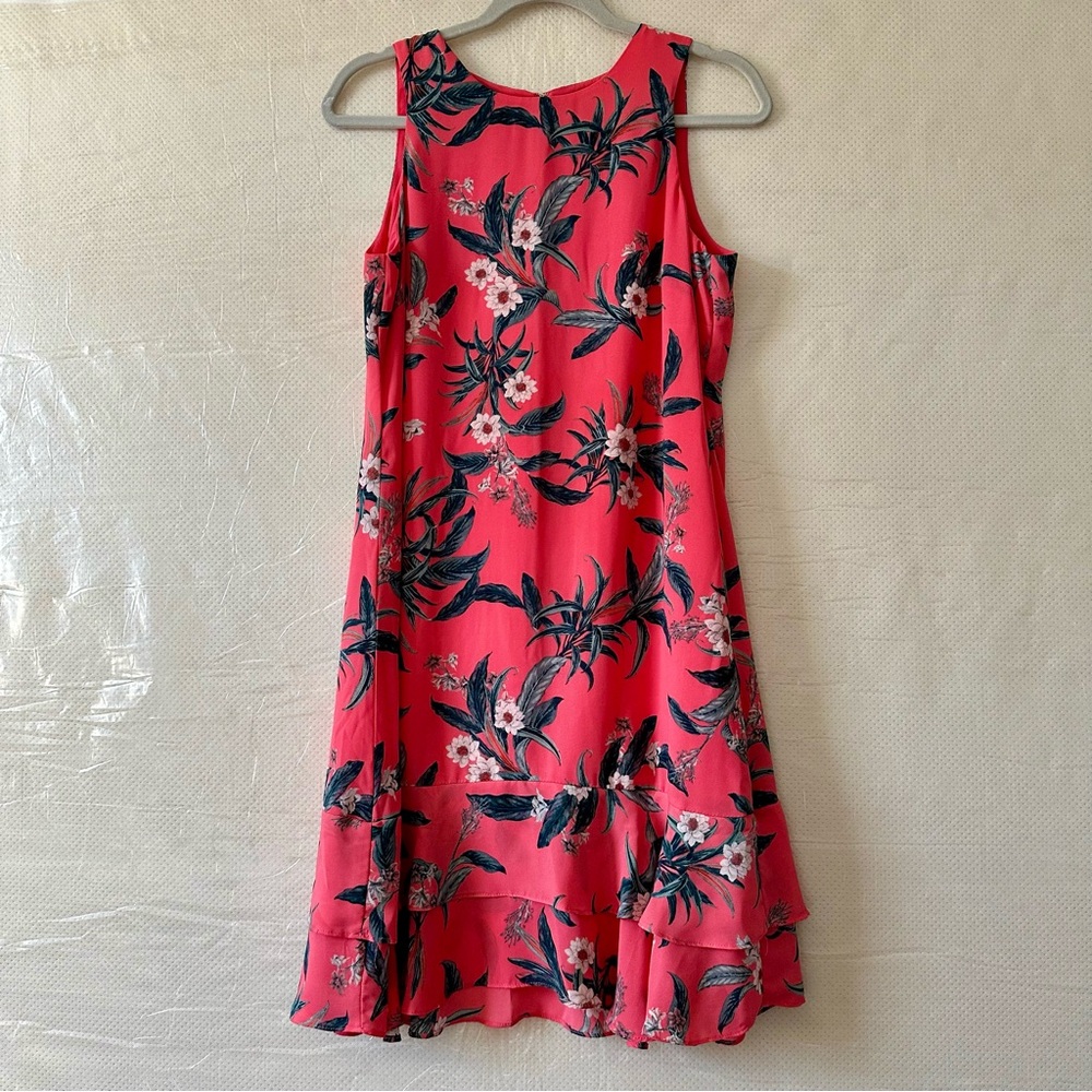 Ivanka Trump Tropical Floral Dress Size 8 Coral Color